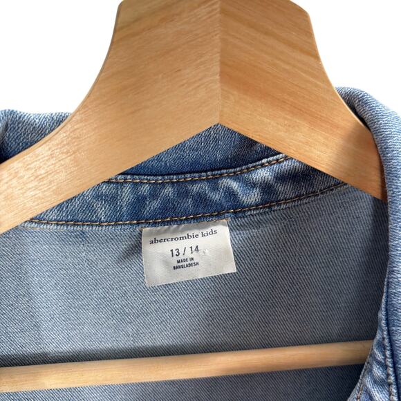 Abercrombie & Fitch Kids Jean Jumpsuit 13/14 Short Sleeve Wide Leg Utility Y2K - Picture 3 of 8